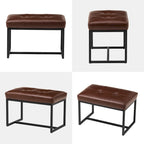 Glitzhome Set of 2 24W Modern PU Leather Button-tufted Ottoman Foot stool