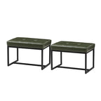 Glitzhome Set of 2 24W Modern PU Leather Button-tufted Ottoman Foot stool