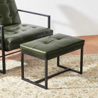 Glitzhome Set of 2 24W Modern PU Leather Button-tufted Ottoman Foot stool