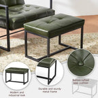 Glitzhome Set of 2 24W Modern PU Leather Button-tufted Ottoman Foot stool
