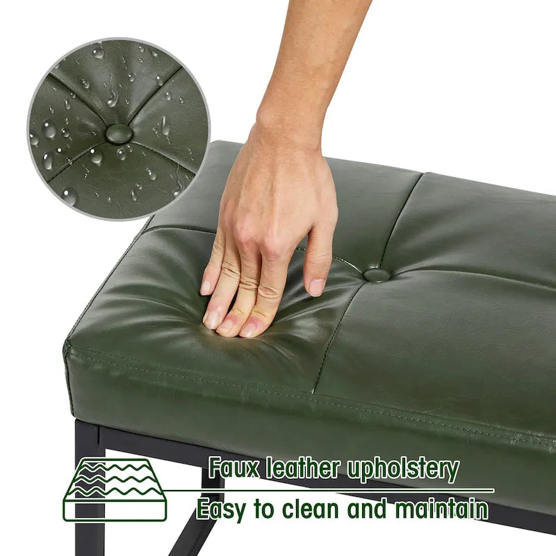Glitzhome Set of 2 24W Modern PU Leather Button-tufted Ottoman Foot stool