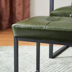 Glitzhome Set of 2 24W Modern PU Leather Button-tufted Ottoman Foot stool