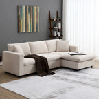 Modern L-shaped 4-Seat Sectional Sofa Couch Set with Ottoman