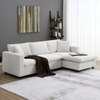 Modern L-shaped 4-Seat Sectional Sofa Couch Set with Ottoman