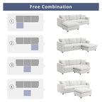 Modern L-shaped 4-Seat Sectional Sofa Couch Set with Ottoman
