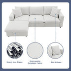 Modern L-shaped 4-Seat Sectional Sofa Couch Set with Ottoman