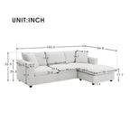 Modern L-shaped 4-Seat Sectional Sofa Couch Set with Ottoman