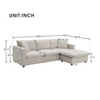 Modern L-shaped 4-Seat Sectional Sofa Couch Set with Ottoman