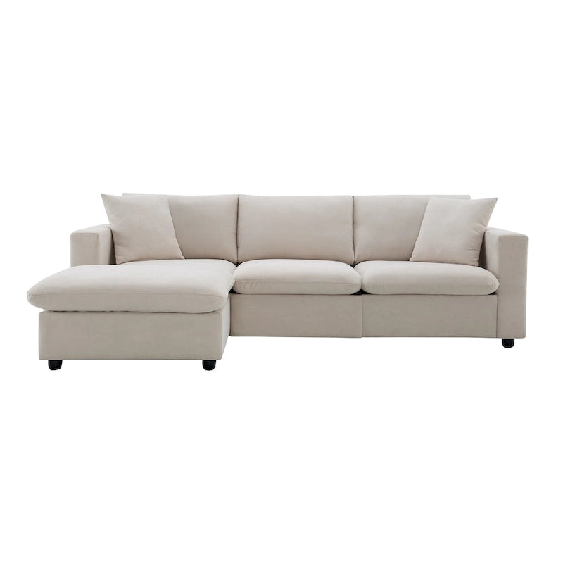 Modern L-shaped 4-Seat Sectional Sofa Couch Set with Ottoman