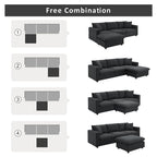Modern L-shaped 4-Seat Sectional Sofa Couch Set with Ottoman