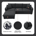 Modern L-shaped 4-Seat Sectional Sofa Couch Set with Ottoman