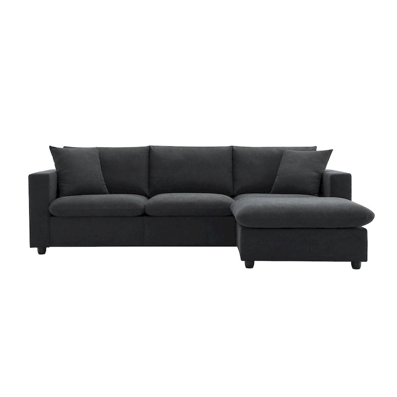 Modern L-shaped 4-Seat Sectional Sofa Couch Set with Ottoman