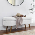 Modern Upholstered Storage Bench with Solid Wood Legs, Entryway Footrest Stool, End of Bed Bench, Vanity Ottoman