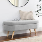 Modern Upholstered Storage Bench with Solid Wood Legs, Entryway Footrest Stool, End of Bed Bench, Vanity Ottoman