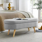 Modern Upholstered Storage Bench with Solid Wood Legs, Entryway Footrest Stool, End of Bed Bench, Vanity Ottoman