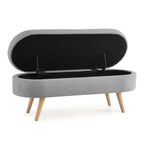 Modern Upholstered Storage Bench with Solid Wood Legs, Entryway Footrest Stool, End of Bed Bench, Vanity Ottoman