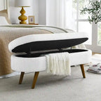 Modern Upholstered Storage Bench with Solid Wood Legs, Entryway Footrest Stool, End of Bed Bench, Vanity Ottoman