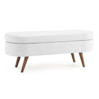 Modern Upholstered Storage Bench with Solid Wood Legs, Entryway Footrest Stool, End of Bed Bench, Vanity Ottoman