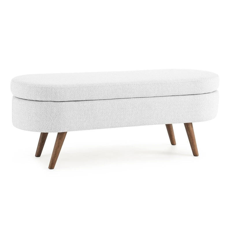 Modern Upholstered Storage Bench with Solid Wood Legs, Entryway Footrest Stool, End of Bed Bench, Vanity Ottoman