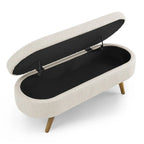Modern Upholstered Storage Bench with Solid Wood Legs, Entryway Footrest Stool, End of Bed Bench, Vanity Ottoman
