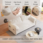 Queen Pull Out Sofa Bed, 3-in-1 Convertible Sleeper Sofa with Side Storage