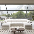 U Shape Couches for Living Room, 6-Seat Convertible Sectional Sofa With Ottoman