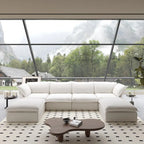 U Shape Couches for Living Room, 6-Seat Convertible Sectional Sofa With Ottoman