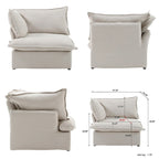 U Shape Couches for Living Room, 6-Seat Convertible Sectional Sofa With Ottoman