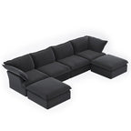 U Shape Couches for Living Room, 6-Seat Convertible Sectional Sofa With Ottoman