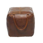 Canvas Pouf with Leather Handles - Gray, Brown, White, Cream or Beige - Roche River Decor