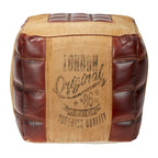 Canvas Pouf with Leather Handles - Gray, Brown, White, Cream or Beige - Roche River Decor