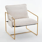 Upholstered Hanging Armchairs with Arm Pockets, Metal Frame,Set of 2