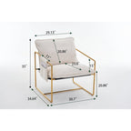 Upholstered Hanging Armchairs with Arm Pockets, Metal Frame,Set of 2