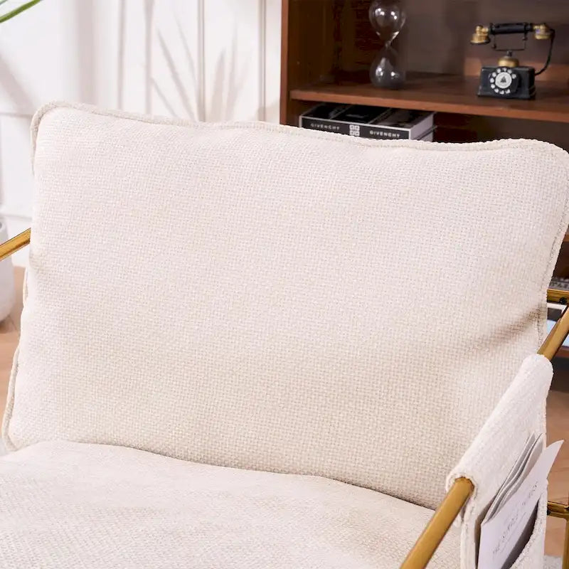 Upholstered Hanging Armchairs with Arm Pockets, Metal Frame,Set of 2