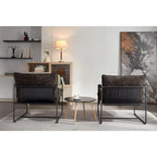 Upholstered Hanging Armchairs with Arm Pockets, Metal Frame,Set of 2
