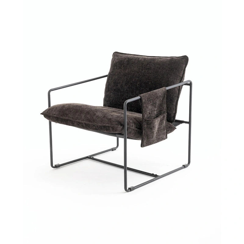 Upholstered Hanging Armchairs with Arm Pockets, Metal Frame,Set of 2