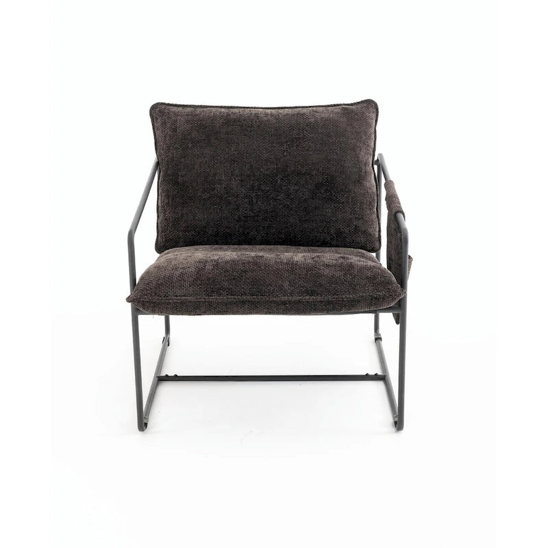 Upholstered Hanging Armchairs with Arm Pockets, Metal Frame,Set of 2