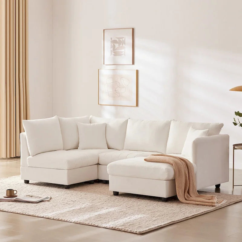 Modern Sectional Sofa with Vertical Stripes
