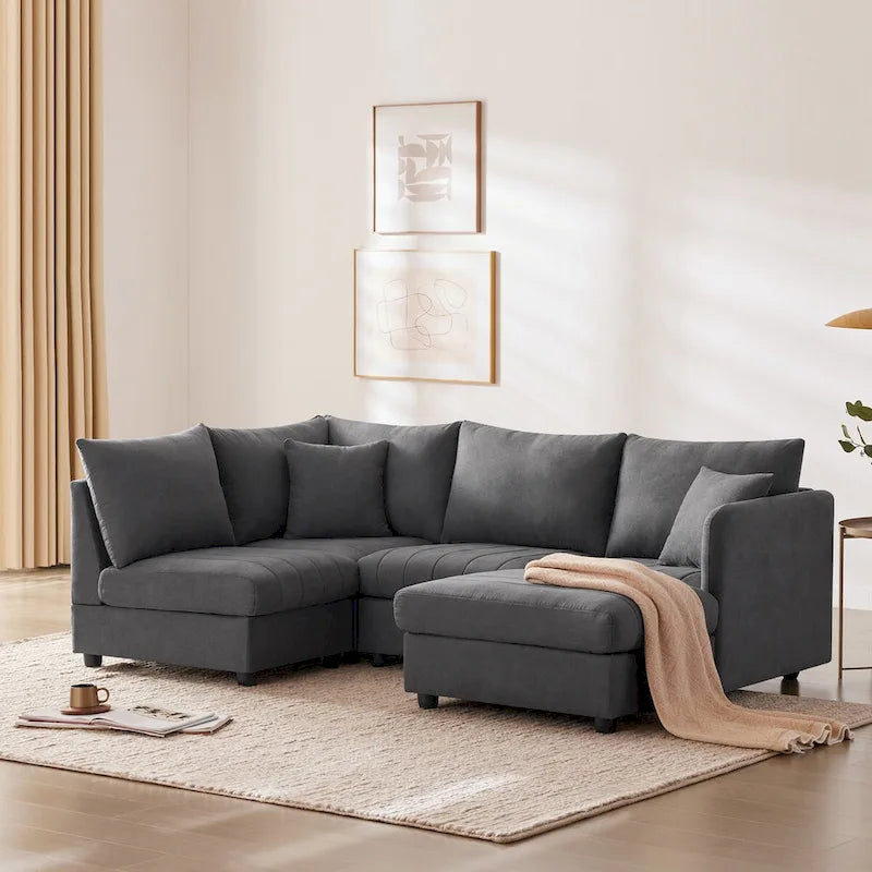 Modern Sectional Sofa with Vertical Stripes