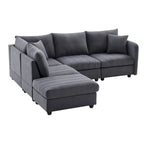 Modern Sectional Sofa with Vertical Stripes