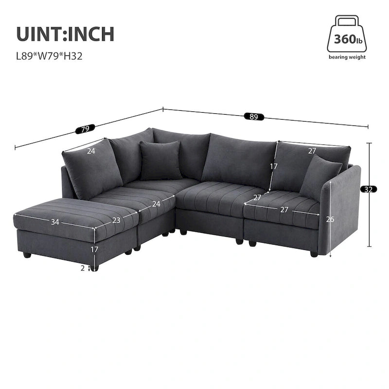 Modern Sectional Sofa with Vertical Stripes
