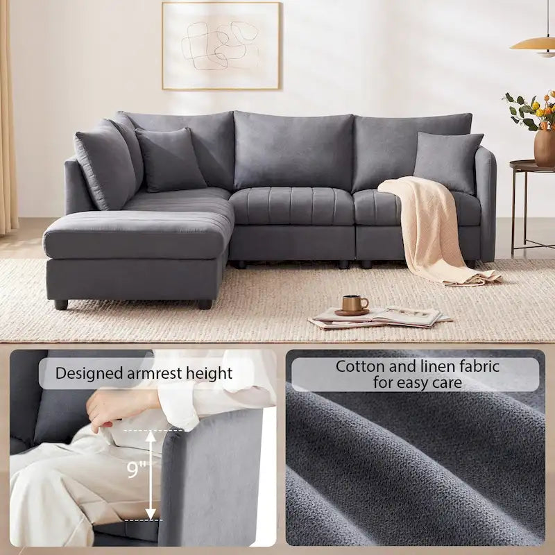 Modern Sectional Sofa with Vertical Stripes