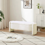 Ottoman Oval Storage Bench 3D Lamb Fleece Fabric Bench with Large Storage Space for the Living Room, Entryway and Bedroom