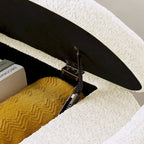 Ottoman Oval Storage Bench 3D Lamb Fleece Fabric Bench with Large Storage Space for the Living Room, Entryway and Bedroom