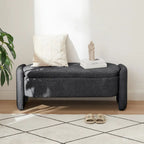 Ottoman Oval Storage Bench 3D Lamb Fleece Fabric Bench with Large Storage Space for the Living Room, Entryway and Bedroom