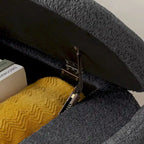 Ottoman Oval Storage Bench 3D Lamb Fleece Fabric Bench with Large Storage Space for the Living Room, Entryway and Bedroom