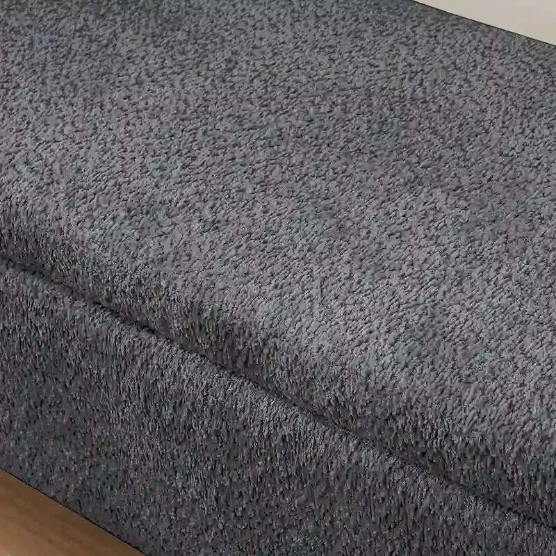 Ottoman Oval Storage Bench 3D Lamb Fleece Fabric Bench with Large Storage Space for the Living Room, Entryway and Bedroom