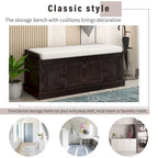 42.70 Modern Versatile Entry Upholstered Storage Bench with 4 Doors, Adjustable Shelves and Shoe Racks