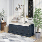 42.70 Modern Versatile Entry Upholstered Storage Bench with 4 Doors, Adjustable Shelves and Shoe Racks