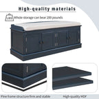 42.70 Modern Versatile Entry Upholstered Storage Bench with 4 Doors, Adjustable Shelves and Shoe Racks